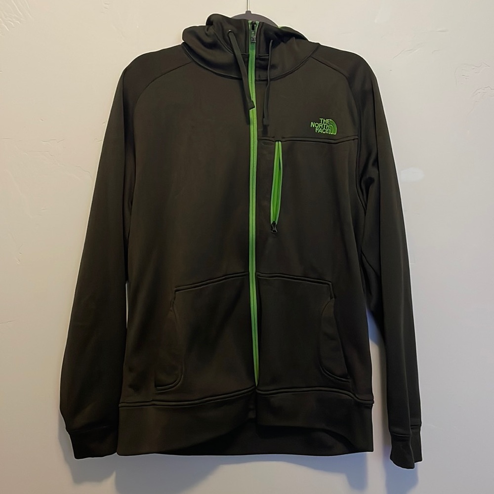 The North Face green zip up hoodie size large